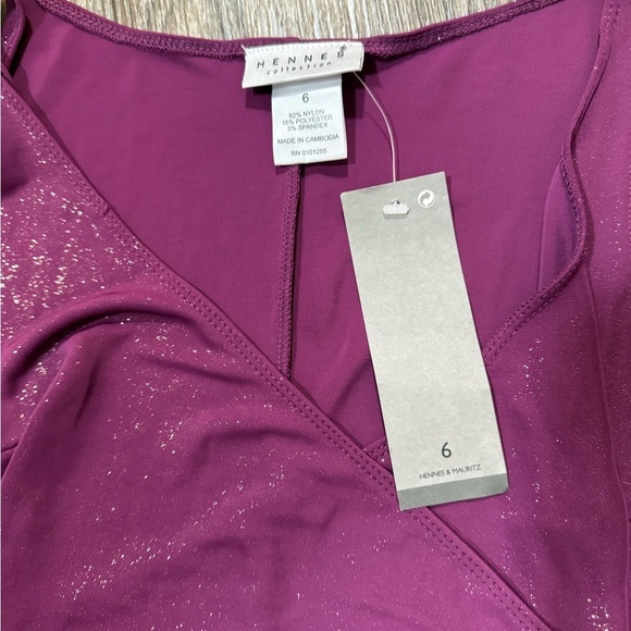 NWOT-H&M Hennes Collection Purple/Wine with Gold Sparkle HiLo Sheath Dress - Picture 2 of 4